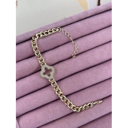 GOLD ZİRKON YONCA BİLEKLİK (17+5CM)