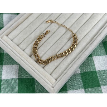 ÇELİK GOLD KLASİK ZİNCİR DÜZ BİLEKLİK (17CM+6CM)