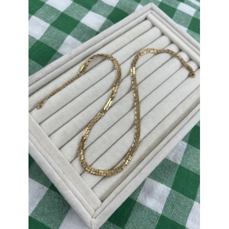 GOLD ÇELİK LAZER KESİM ZİNCİR KOLYE(42CM+10CM)