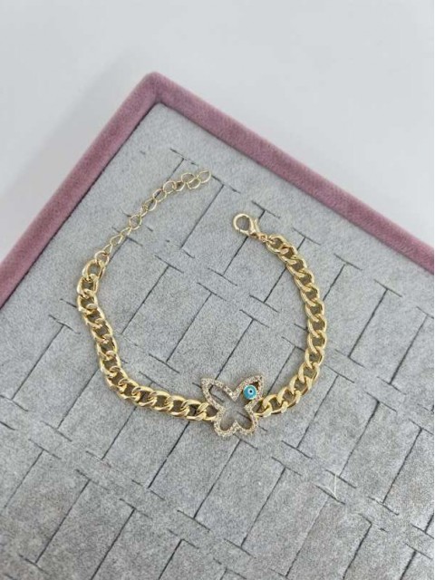 GOLD KELEBEK KLASİK ZİNCİR BİLEKLİK(17+5CM)